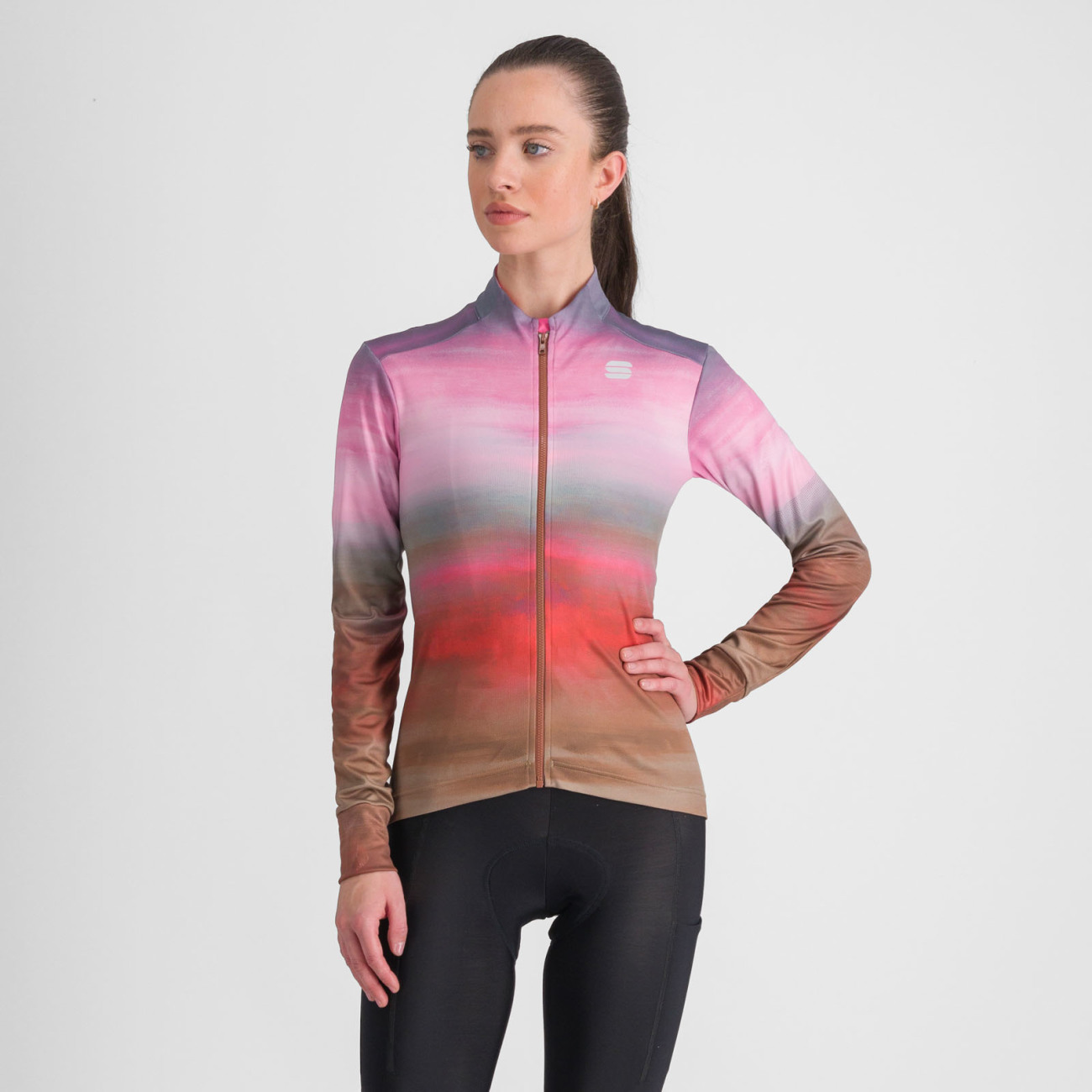 
                SPORTFUL Cyklistický dres s dlouhým rukávem zimní - FLOW SUPERGIARA THERMAL - růžová/hnědá S
            