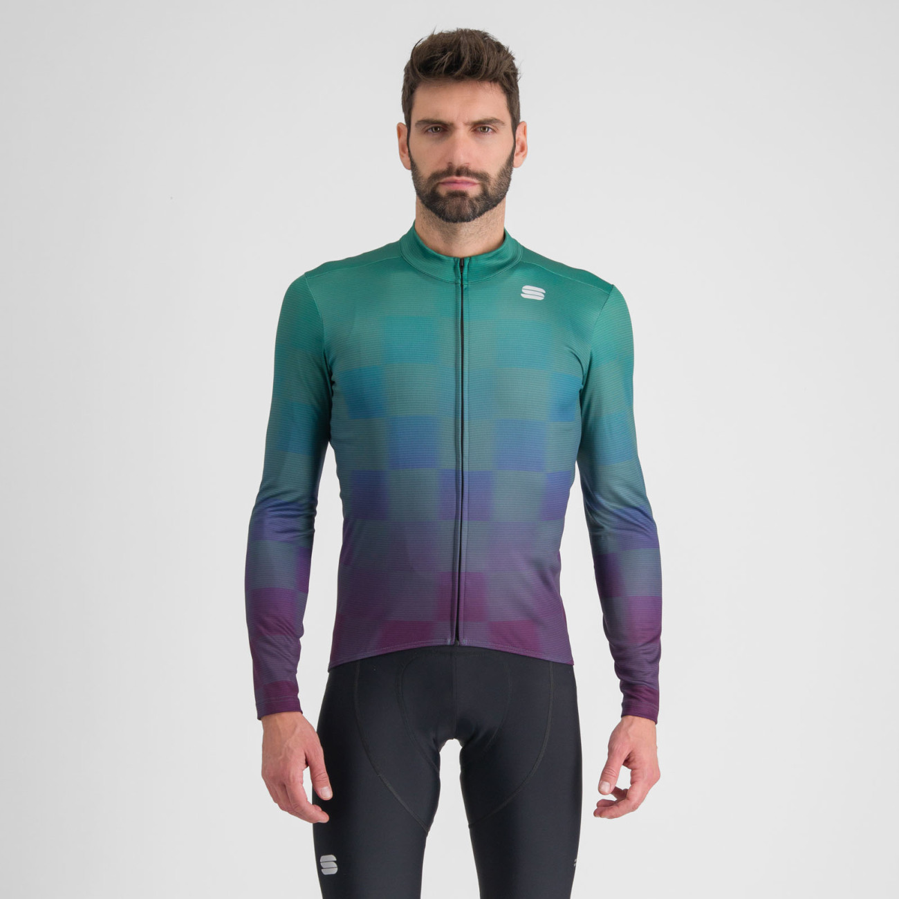 
                SPORTFUL Cyklistický dres s dlouhým rukávem zimní - ROCKET THERMAL - zelená/fialová M
            