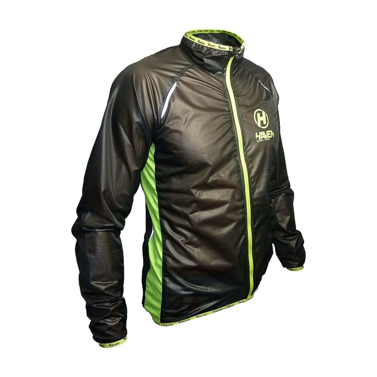 Levně HAVEN Cyklistická větruodolná bunda - ULTRALIGHT - černá/zelená