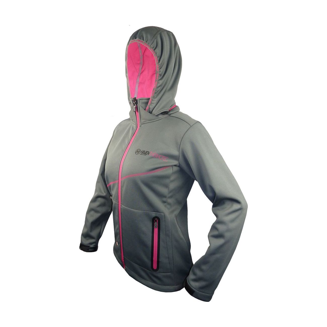 
                HAVEN Cyklistická zateplená bunda - THERMOTEC WOMEN - šedá/růžová L
            