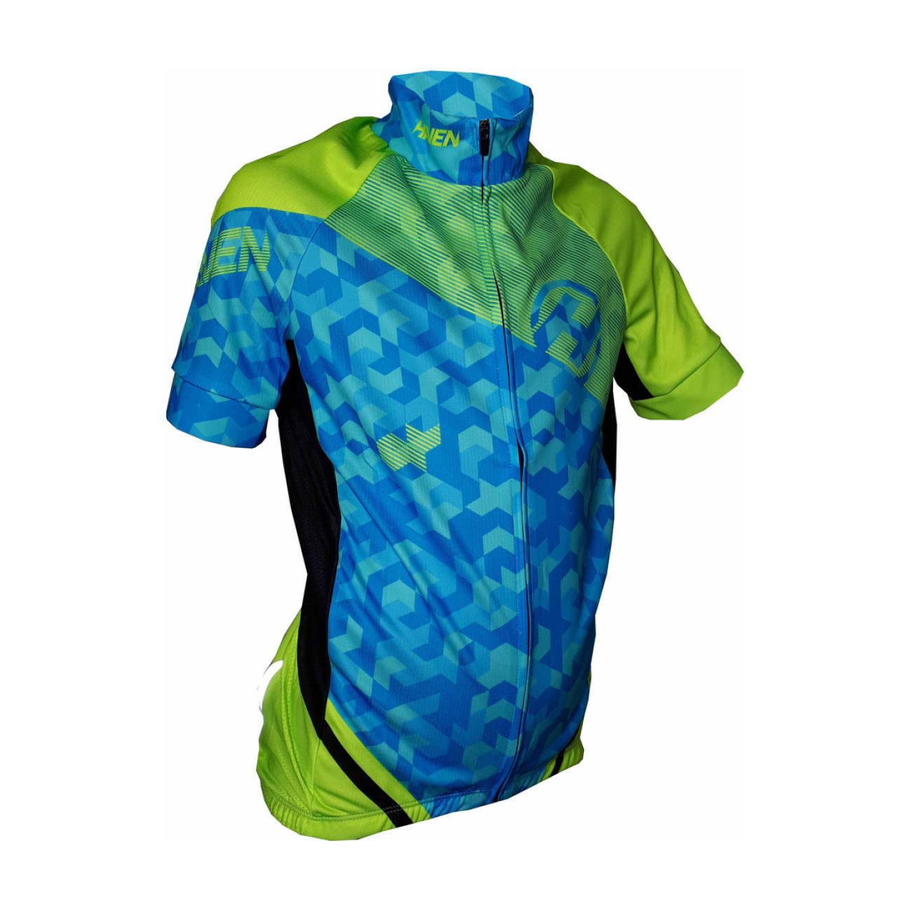 Levně HAVEN Cyklistický dres s krátkým rukávem - SINGLETRAIL KID - modrá/zelená 130 cm