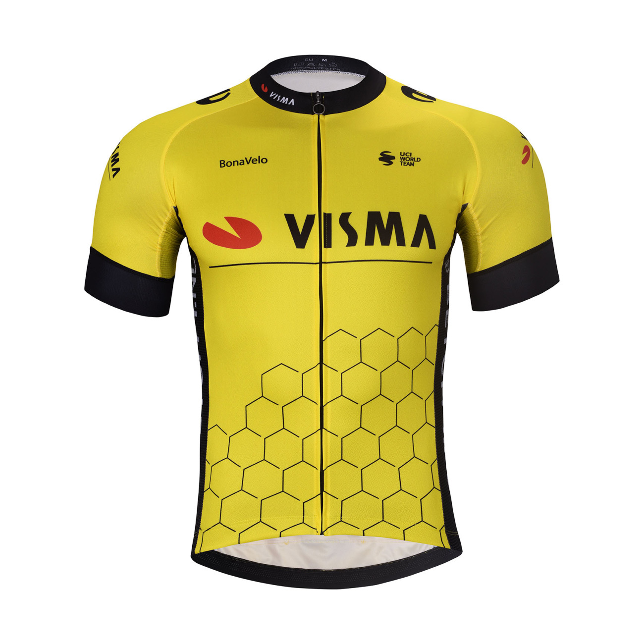 BONAVELO Cyklistický dres s krátkým rukávem - VISMA 2024 - žlutá/černá XS