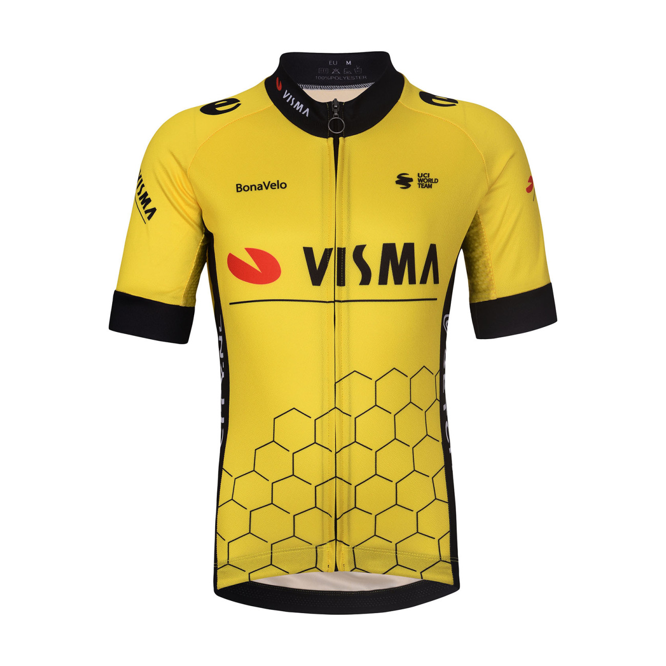 
                BONAVELO Cyklistický dres s krátkým rukávem - VISMA 2024 KIDS - žlutá/černá XS-125cm
            