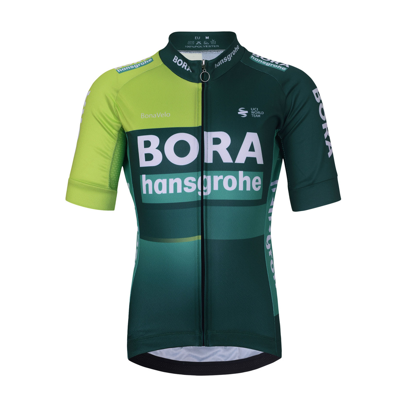 BONAVELO Cyklistický dres s krátkým rukávem - BORA 2024 KIDS - zelená/světle zelená S-135cm