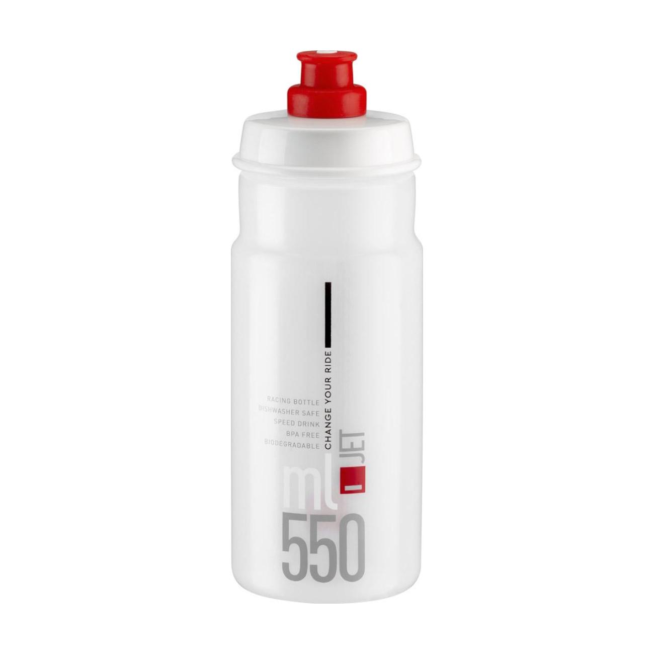 
                ELITE Cyklistická láhev na vodu -  JET 550 - transparentní/červená
            