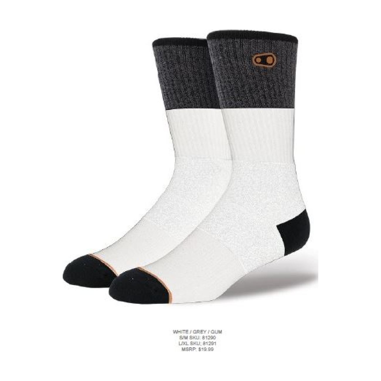 
                CRANKBROTHERS Cyklistické ponožky klasické - ICON MTB 9\'\' - bílá/šedá 39-41
            