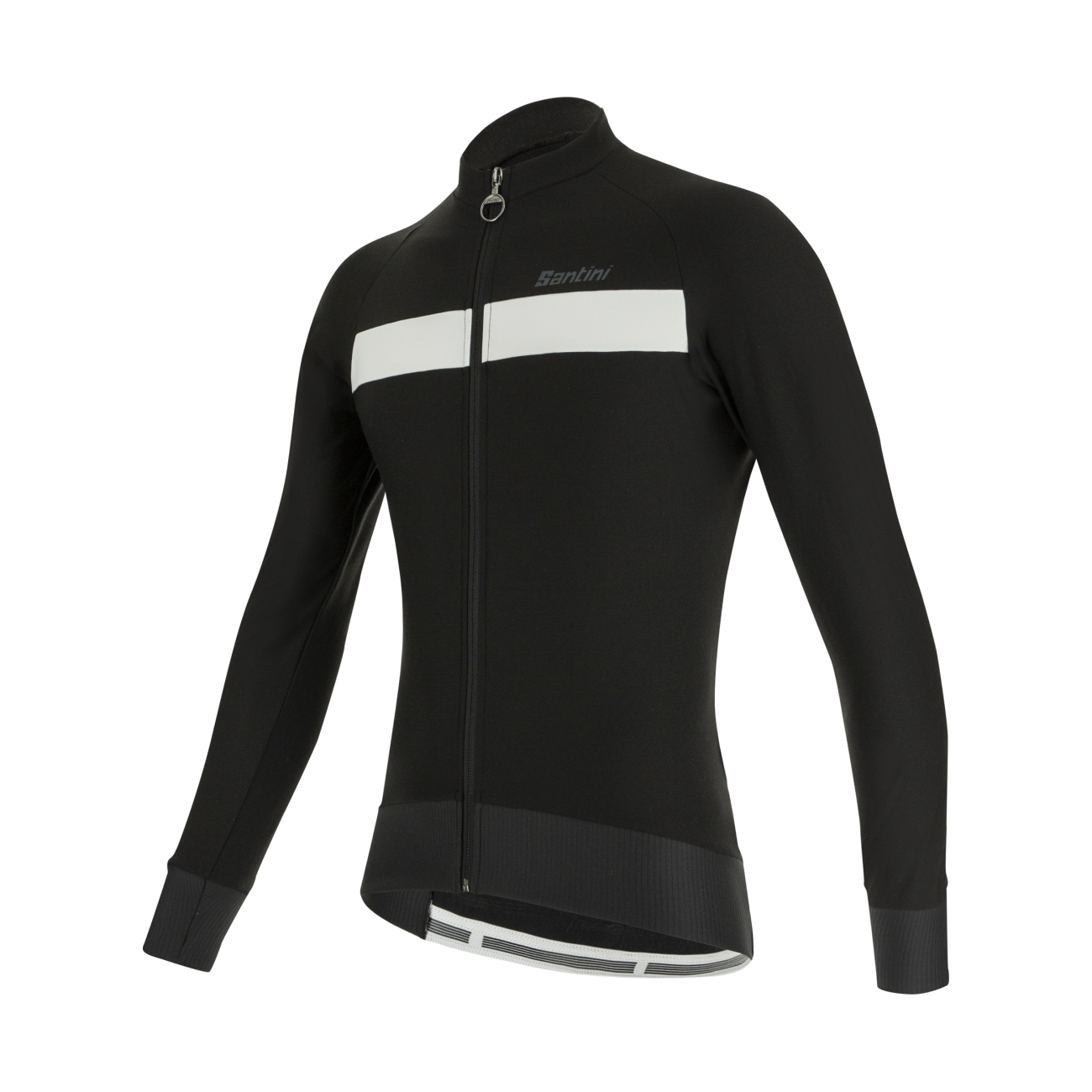 
                SANTINI Cyklistický dres s dlouhým rukávem zimní - ADAPT WOOL - bílá/černá
            