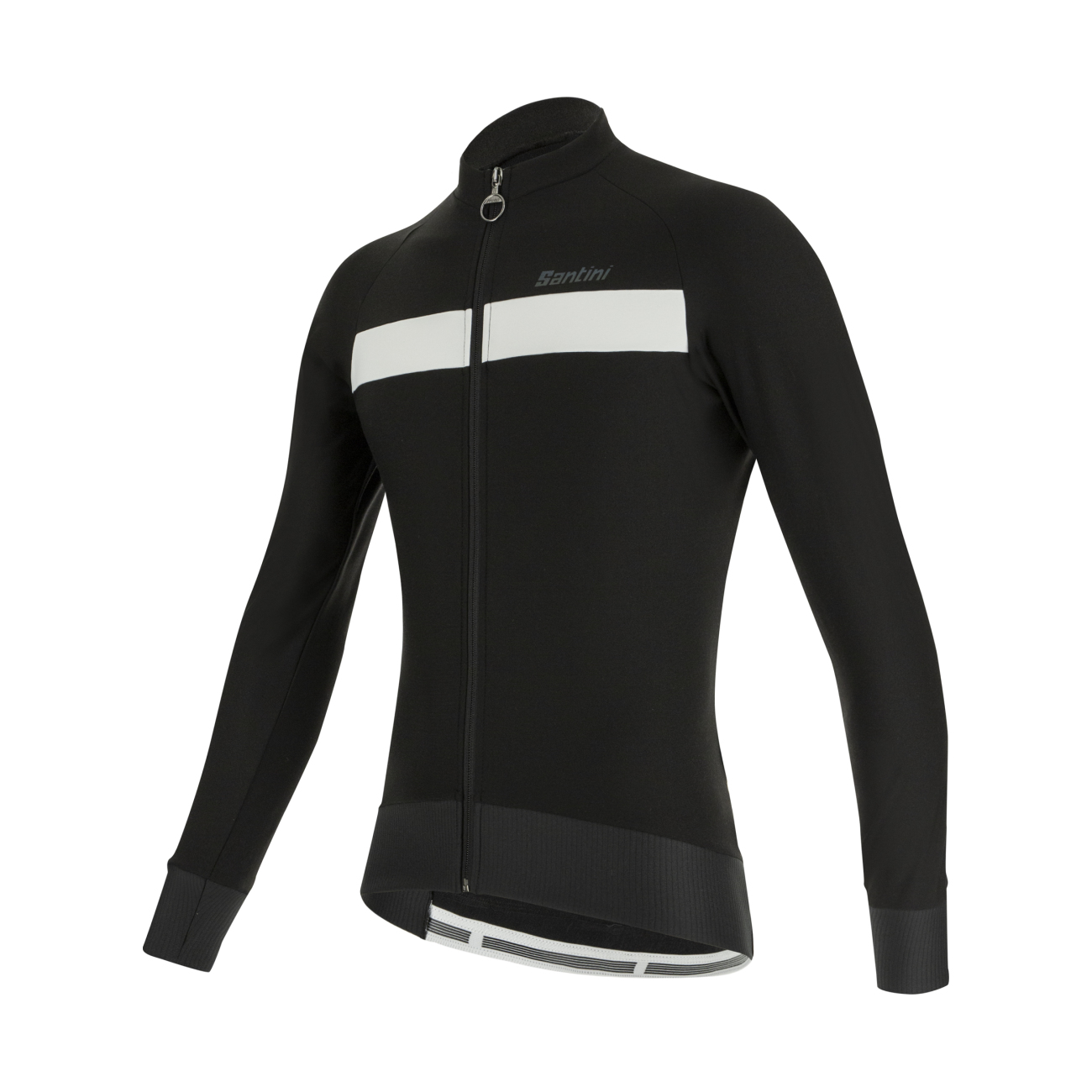 
                SANTINI Cyklistický dres s dlouhým rukávem zimní - ADAPT WOOL - černá/bílá
            
