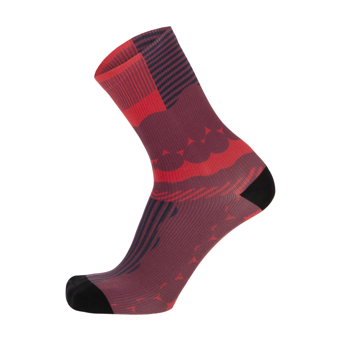 
                SANTINI Cyklistické ponožky klasické - OPTIC - červená/černá
            