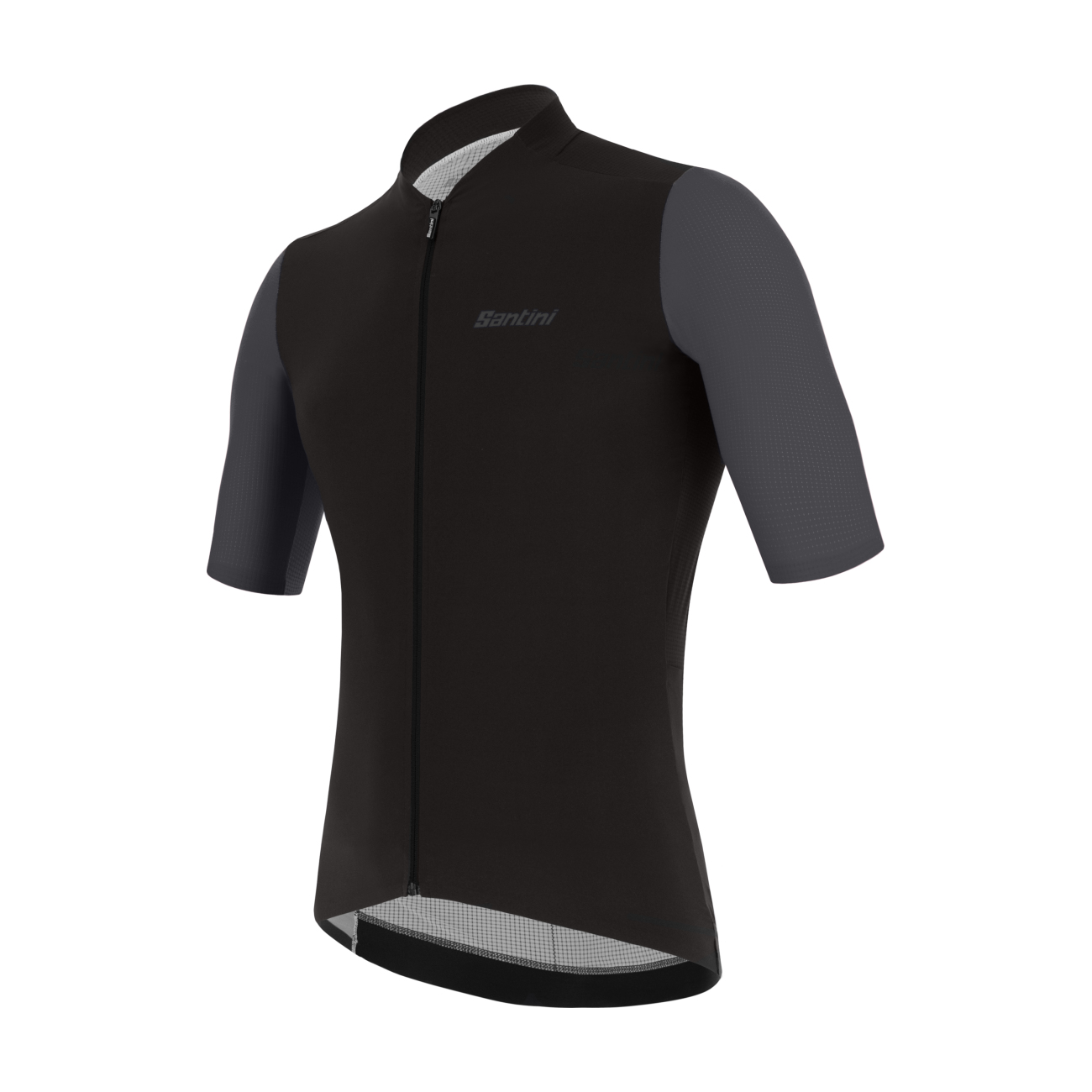 SANTINI Cyklistický dres s krátkým rukávem - REDUX VIGOR - černá/šedá