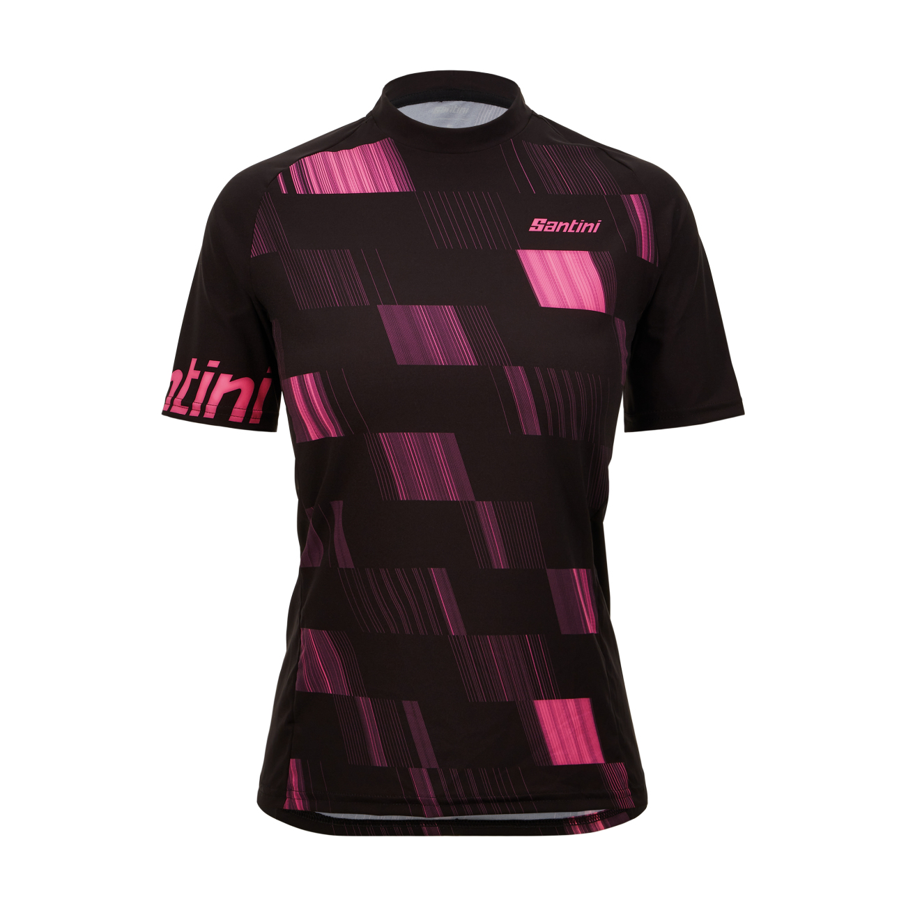 
                SANTINI Cyklistický dres s krátkým rukávem - FIBRA MTB - černá/růžová M
            