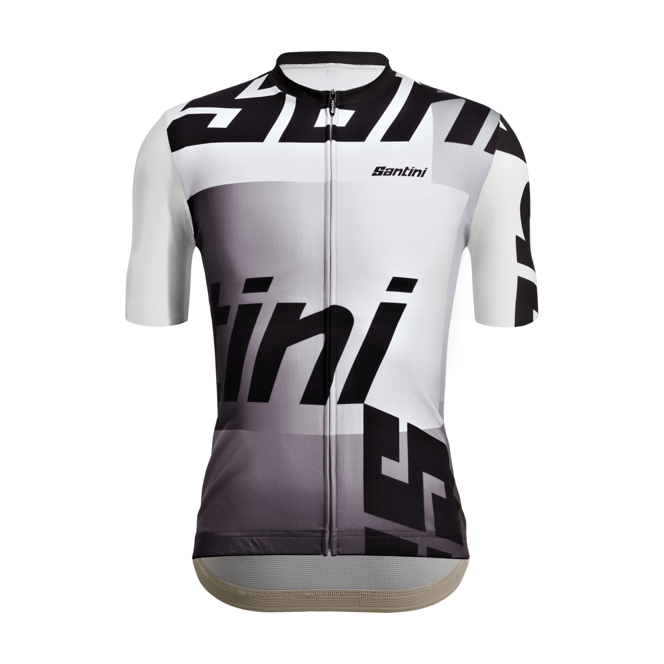 SANTINI Cyklistický dres s krátkým rukávem - KARMA LOGO - bílá/černá 4XL