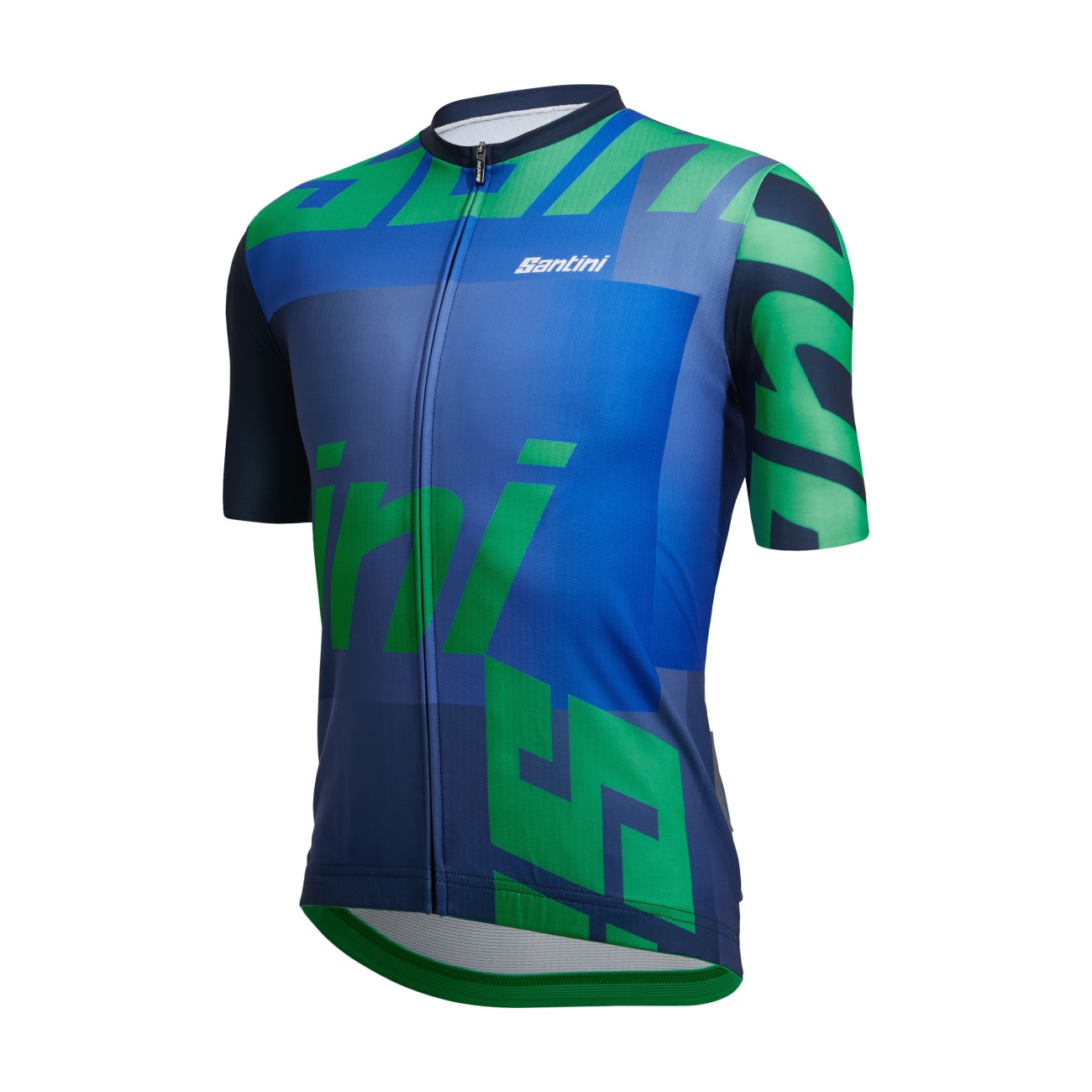 SANTINI Cyklistický dres s krátkým rukávem - KARMA LOGO - modrá/zelená 4XL