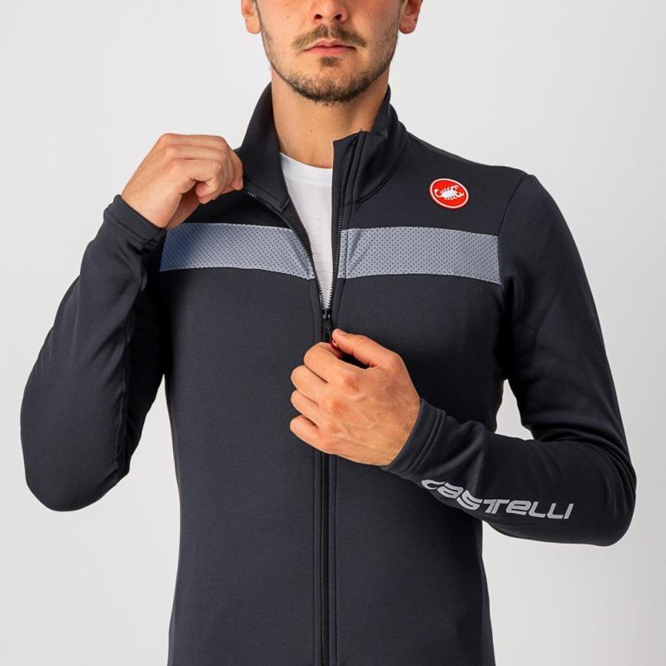 
                CASTELLI Cyklistický dres s dlouhým rukávem zimní - PURO 3 - antracitová 3XL
            