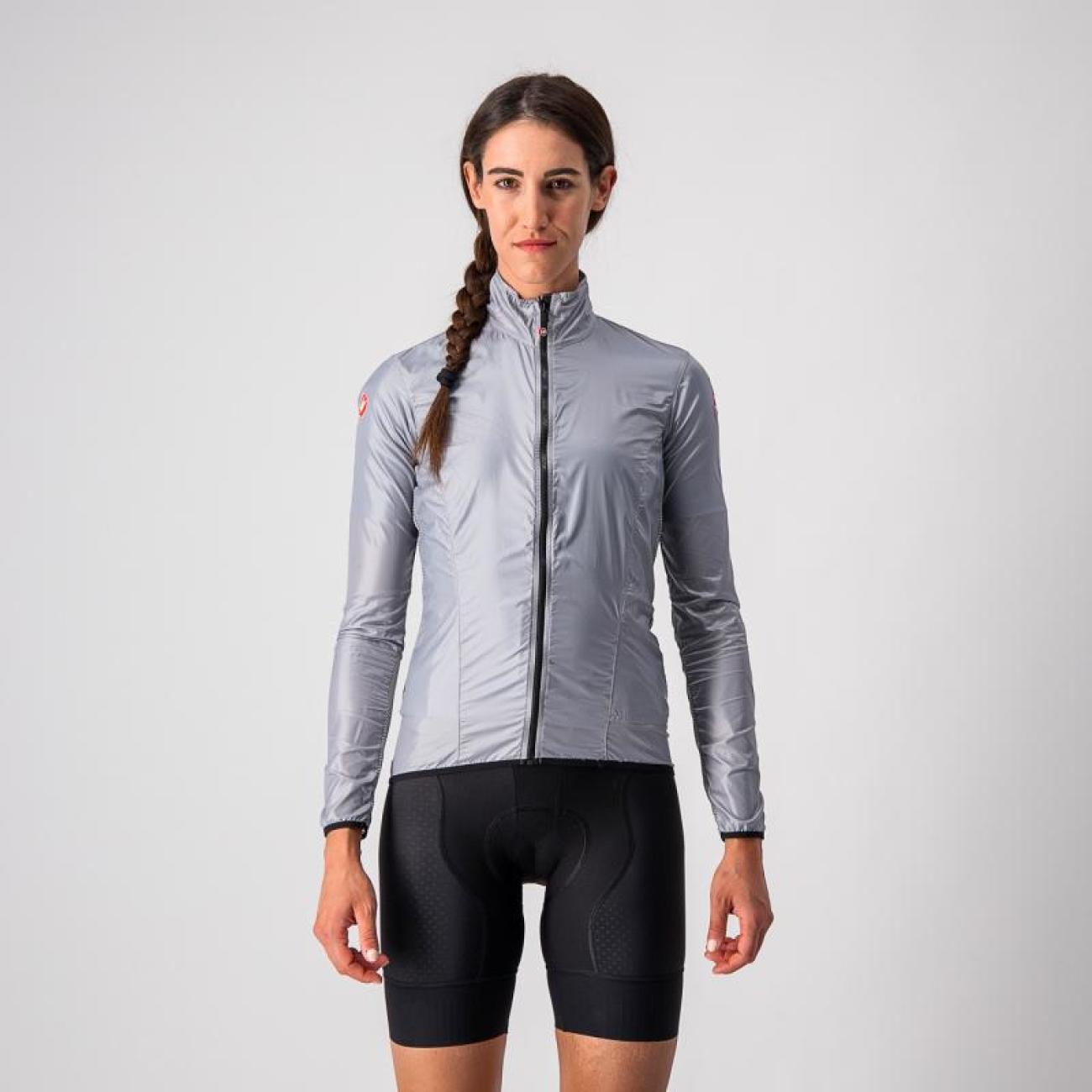 
                CASTELLI Cyklistická větruodolná bunda - ARIA SHELL W - stříbrná XL
            