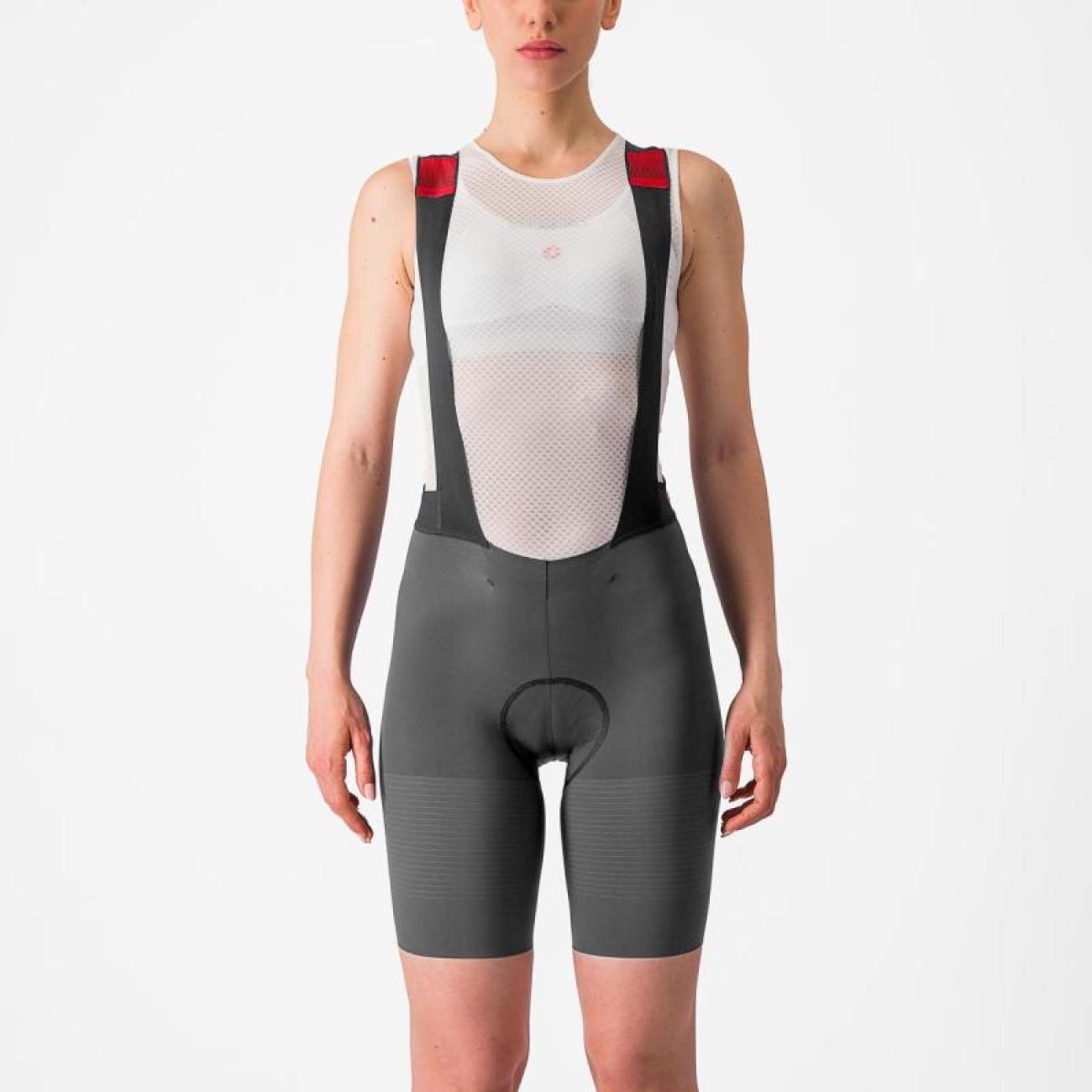 Levně CASTELLI Cyklistické kalhoty krátké s laclem - PREMIO BLACK - šedá S