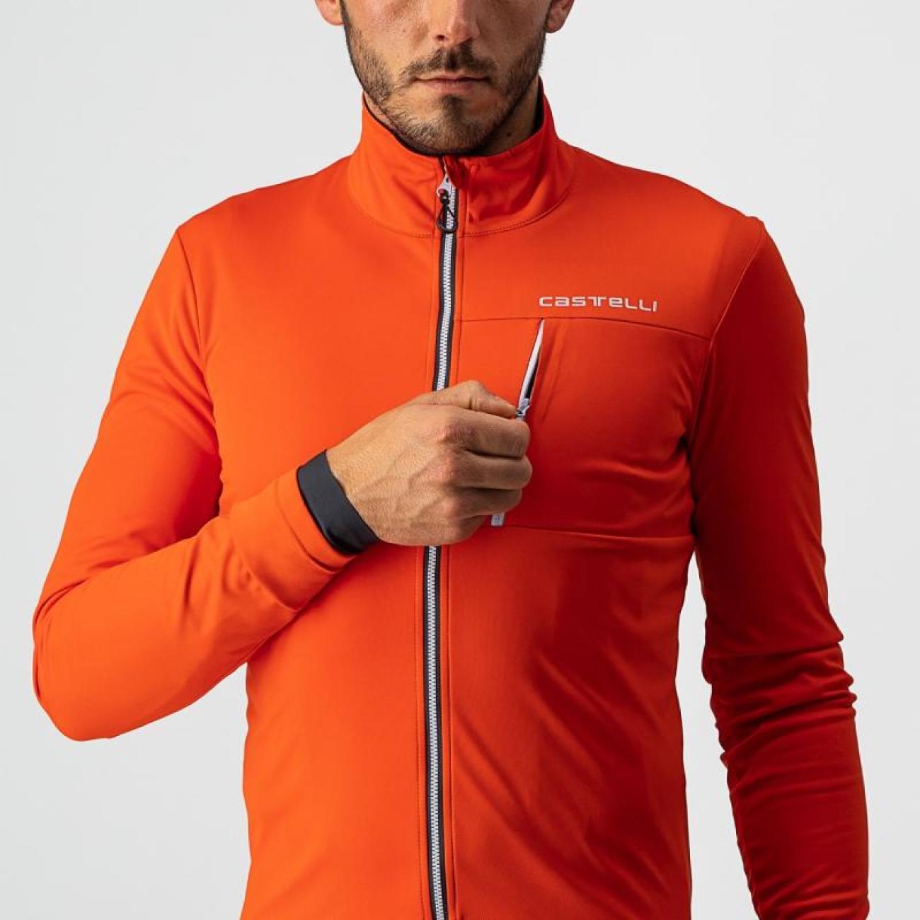
                CASTELLI Cyklistická zateplená bunda - GO - oranžová/červená
            