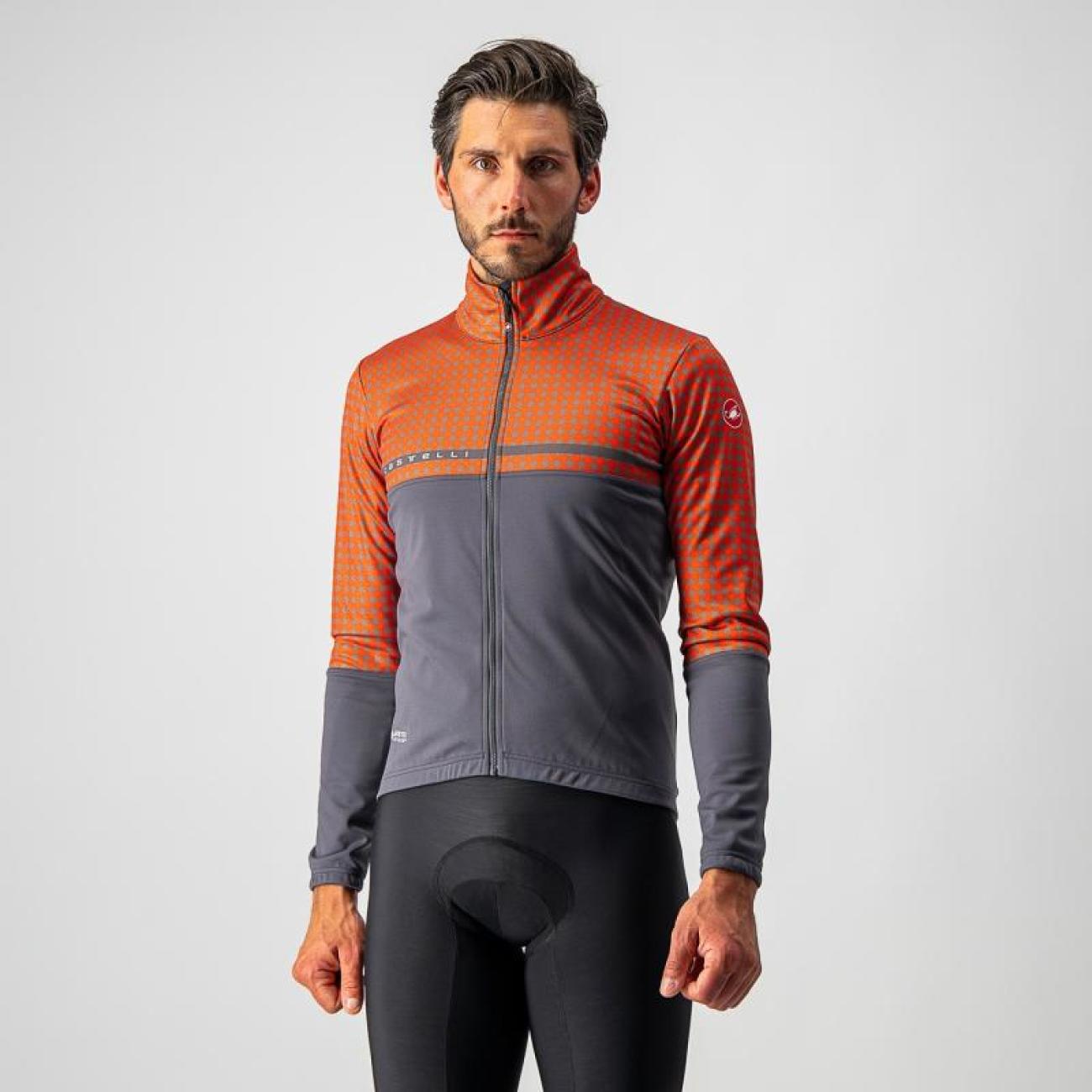 
                CASTELLI Cyklistická zateplená bunda - FINESTRE - šedá/oranžová
            