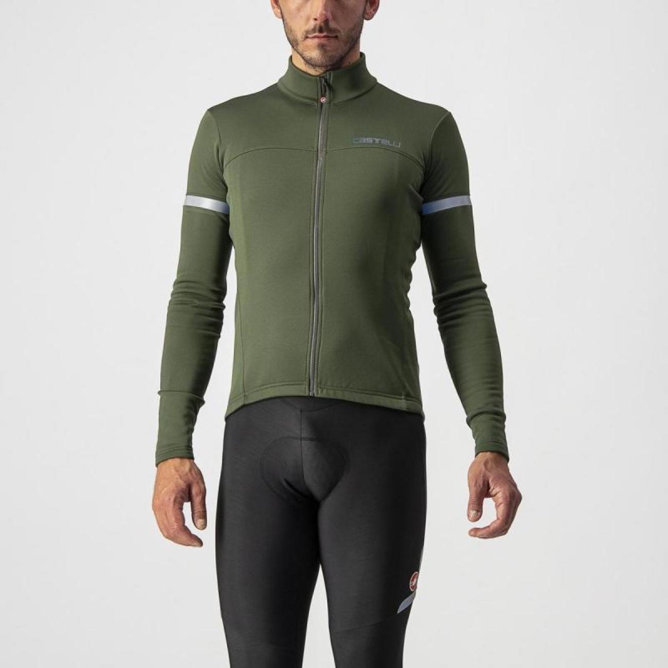 Levně CASTELLI Cyklistický dres s dlouhým rukávem zimní - FONDO - zelená 3XL