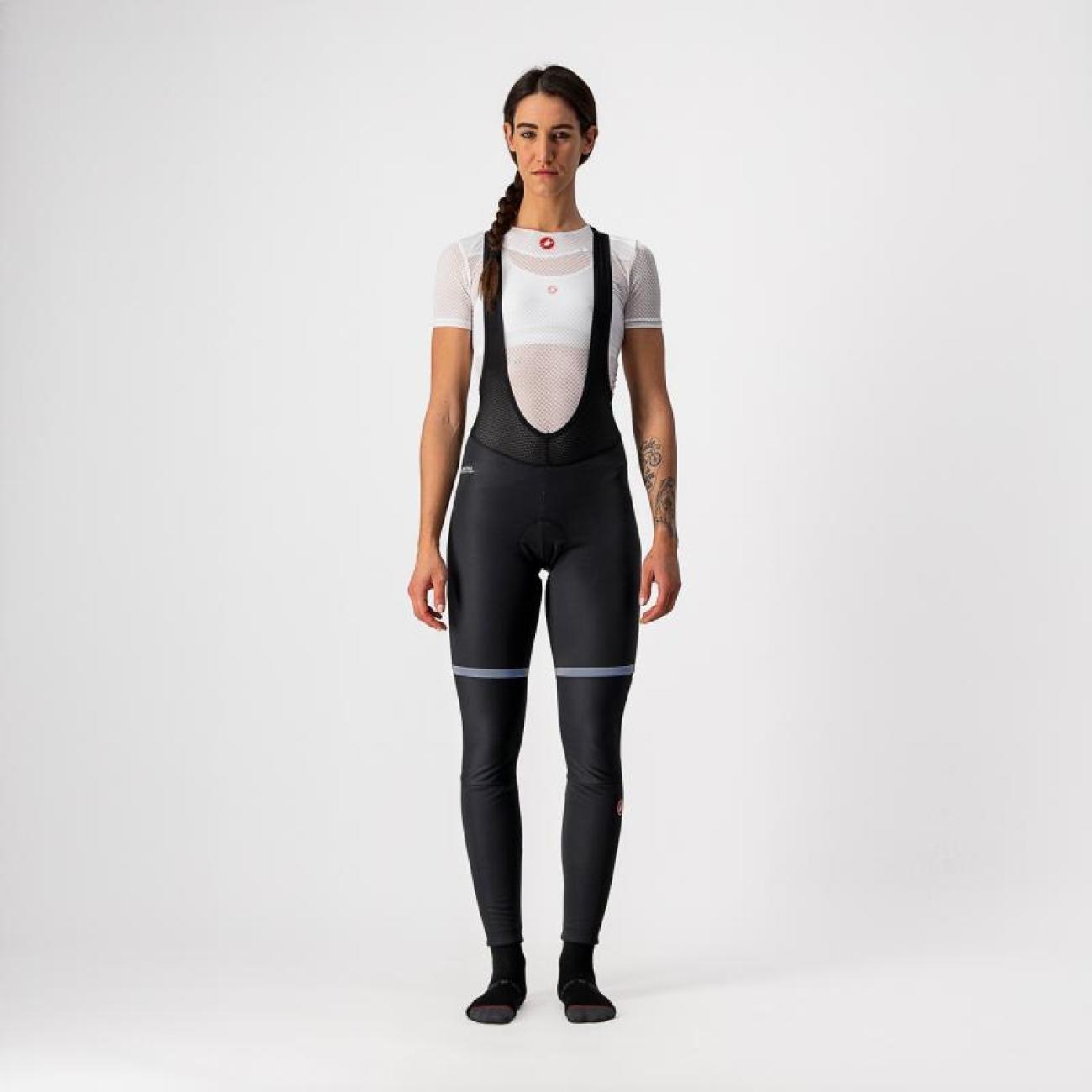 
                CASTELLI Cyklistické kalhoty dlouhé s laclem - POLARE W - černá M
            