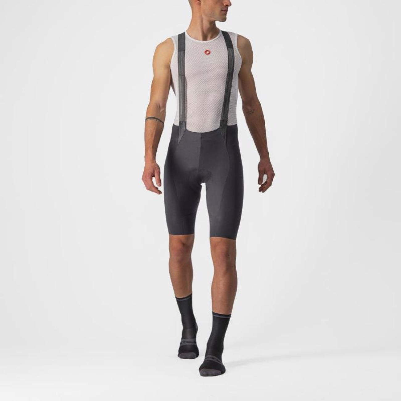 
                CASTELLI Cyklistické kalhoty krátké s laclem - FREE AERO RC - šedá M
            