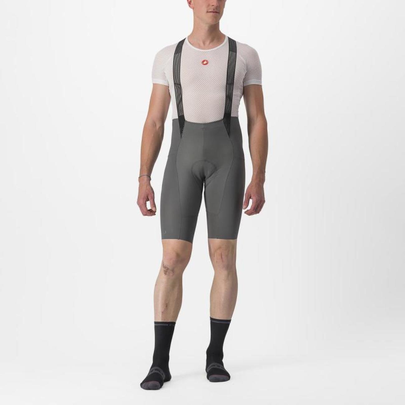 
                CASTELLI Cyklistické kalhoty krátké s laclem - FREE AERO RC - šedá
            