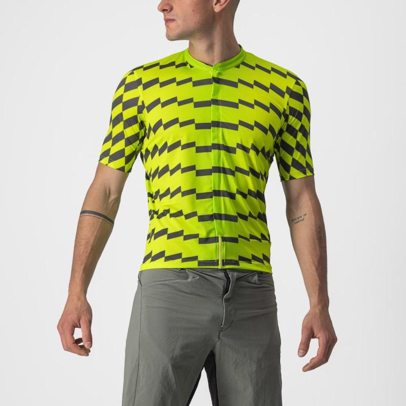 
                CASTELLI Cyklistický dres s krátkým rukávem - UNLIMITED STERRATO - světle zelená/šedá
            