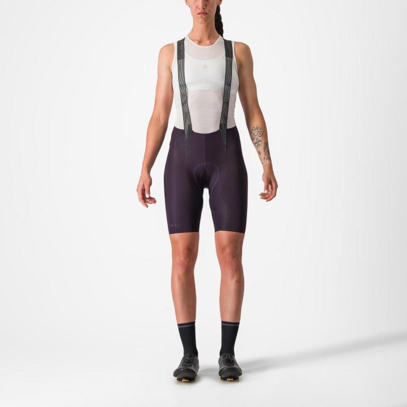 
                CASTELLI Cyklistické kalhoty krátké s laclem - FREE AERO RC W - fialová S
            