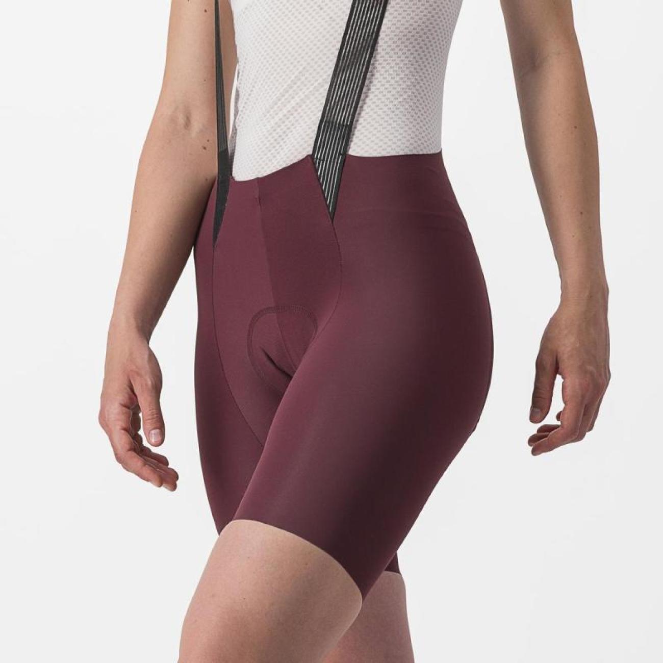 
                CASTELLI Cyklistické kalhoty krátké s laclem - FREE AERO RC W - bordó
            