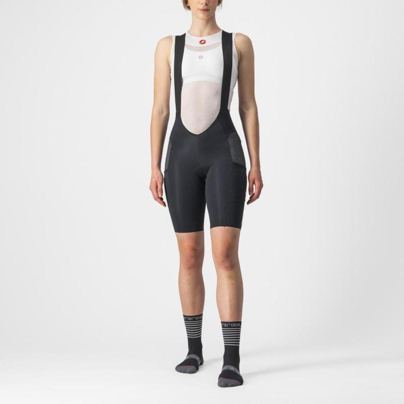 
                CASTELLI Cyklistické kalhoty krátké s laclem - FREE UNLIMITED W - černá
            