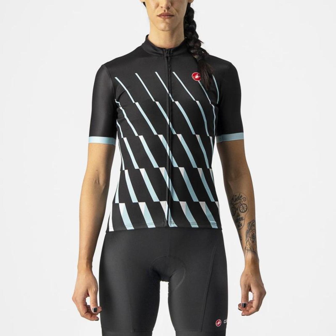 CASTELLI Cyklistický dres s krátkým rukávem - PENDIO - černá/bílá S