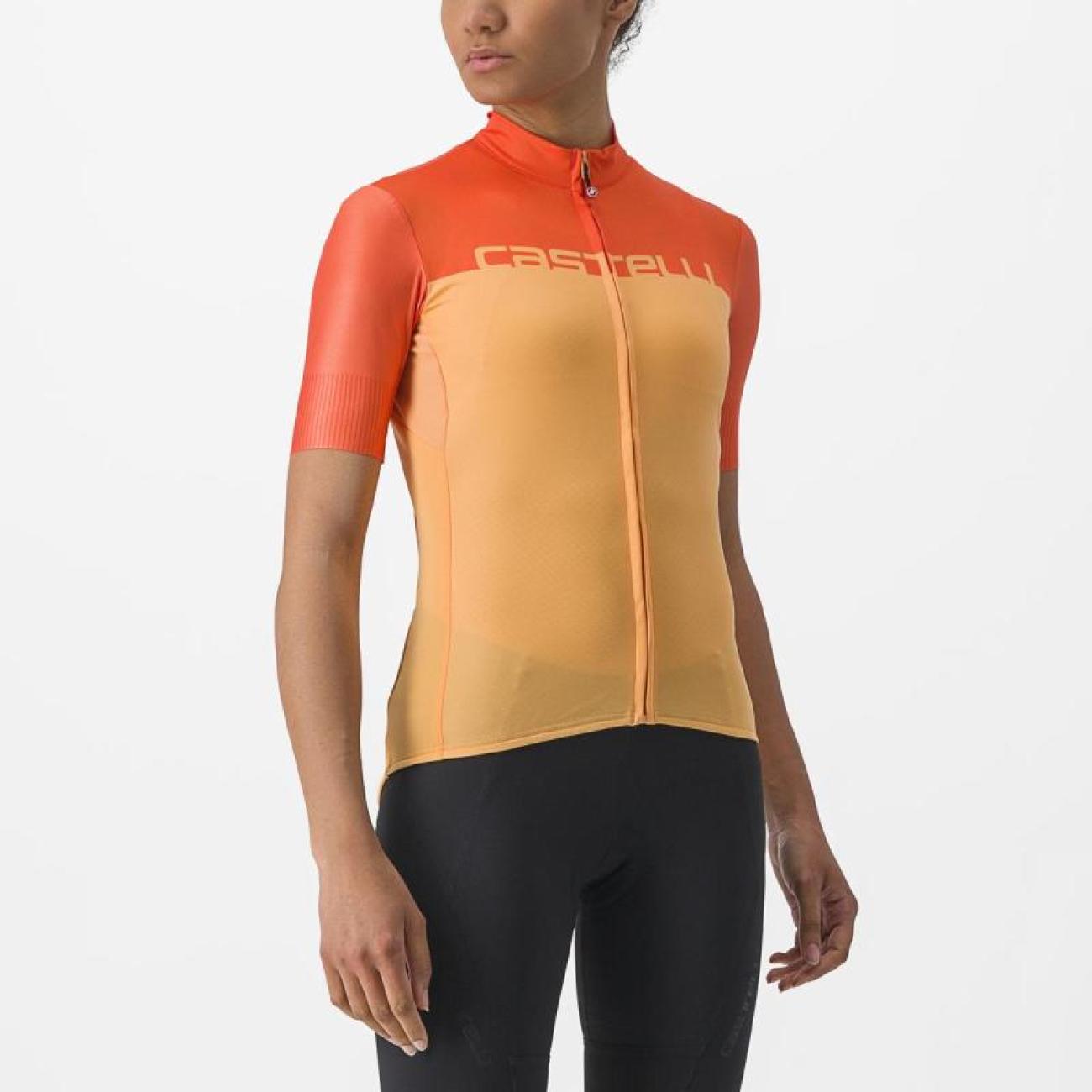 CASTELLI Cyklistický dres s krátkým rukávem - VELOCISSIMA - oranžová M