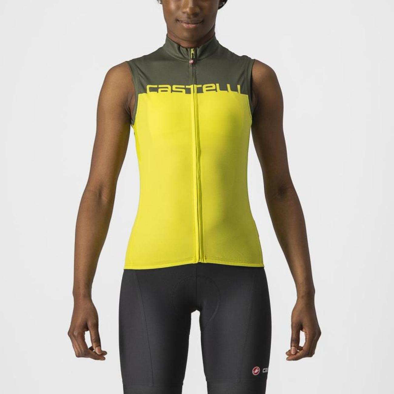 CASTELLI Cyklistický dres bez rukávů - VELOCISSIMA - žlutá/zelená