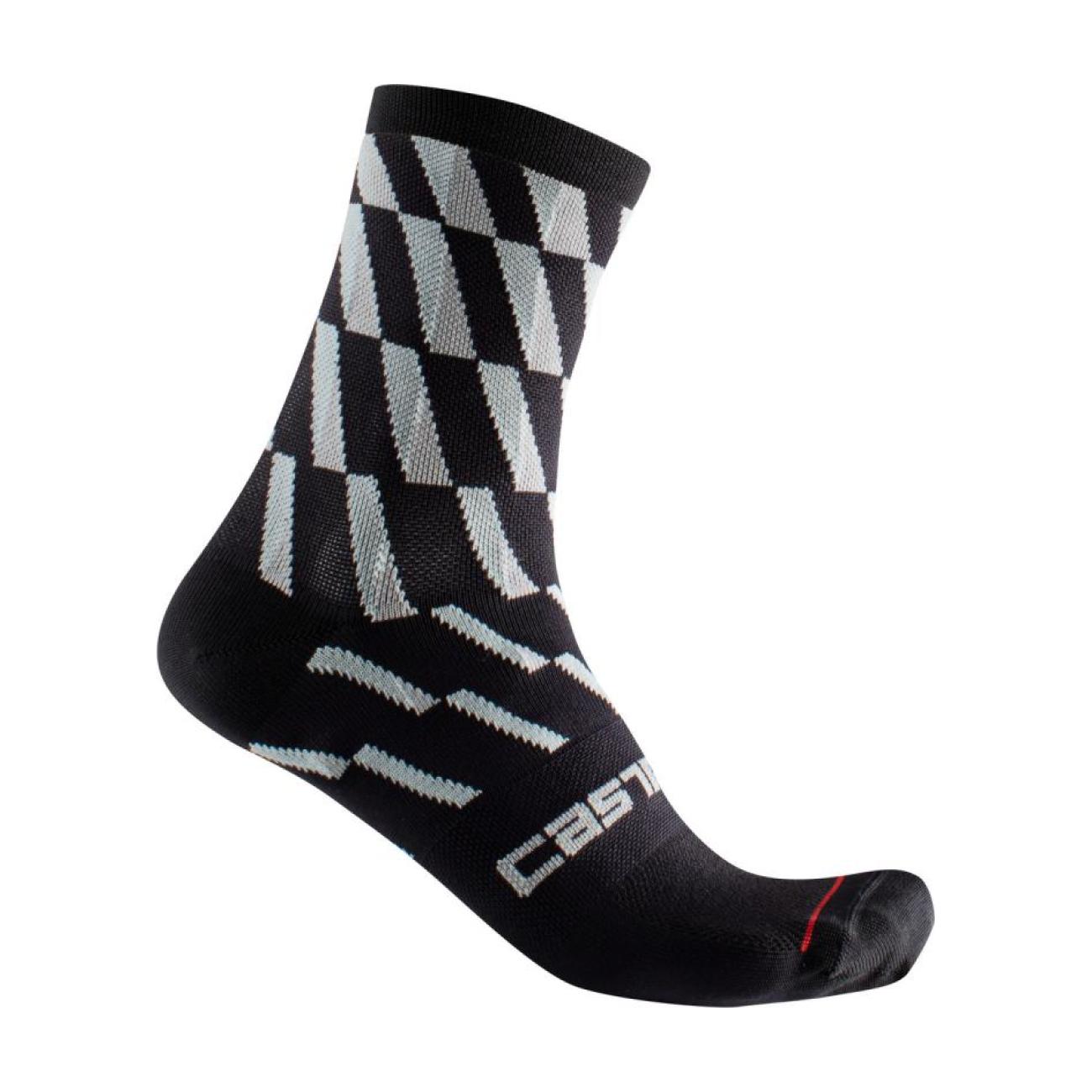 
                CASTELLI Cyklistické ponožky klasické - PENDIO 12 - černá/světle modrá S-M
            