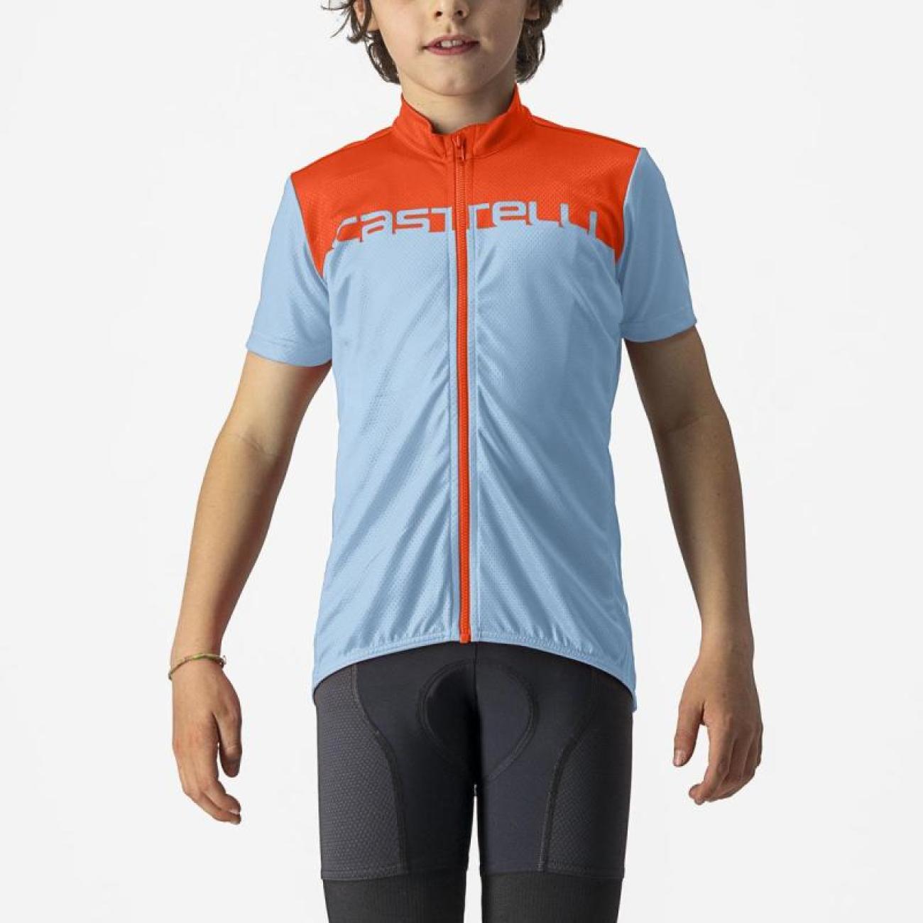 
                CASTELLI Cyklistický dres s krátkým rukávem - NEO PROLOGO - světle modrá/oranžová 4Y
            