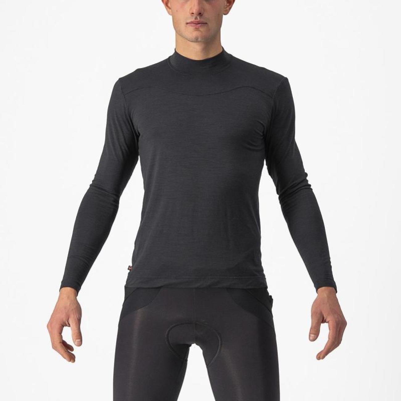 
                CASTELLI Cyklistické triko s dlouhým rukávem - BANDITO WOOL LS - černá XL
            