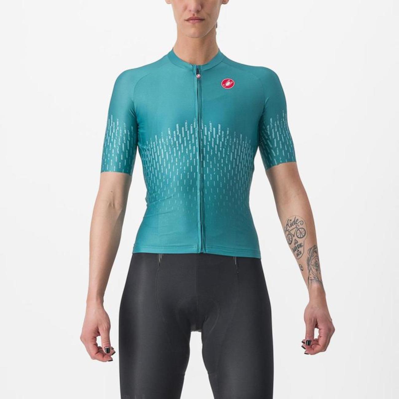 
                CASTELLI Cyklistický dres s krátkým rukávem - AERO PRO W - zelená
            