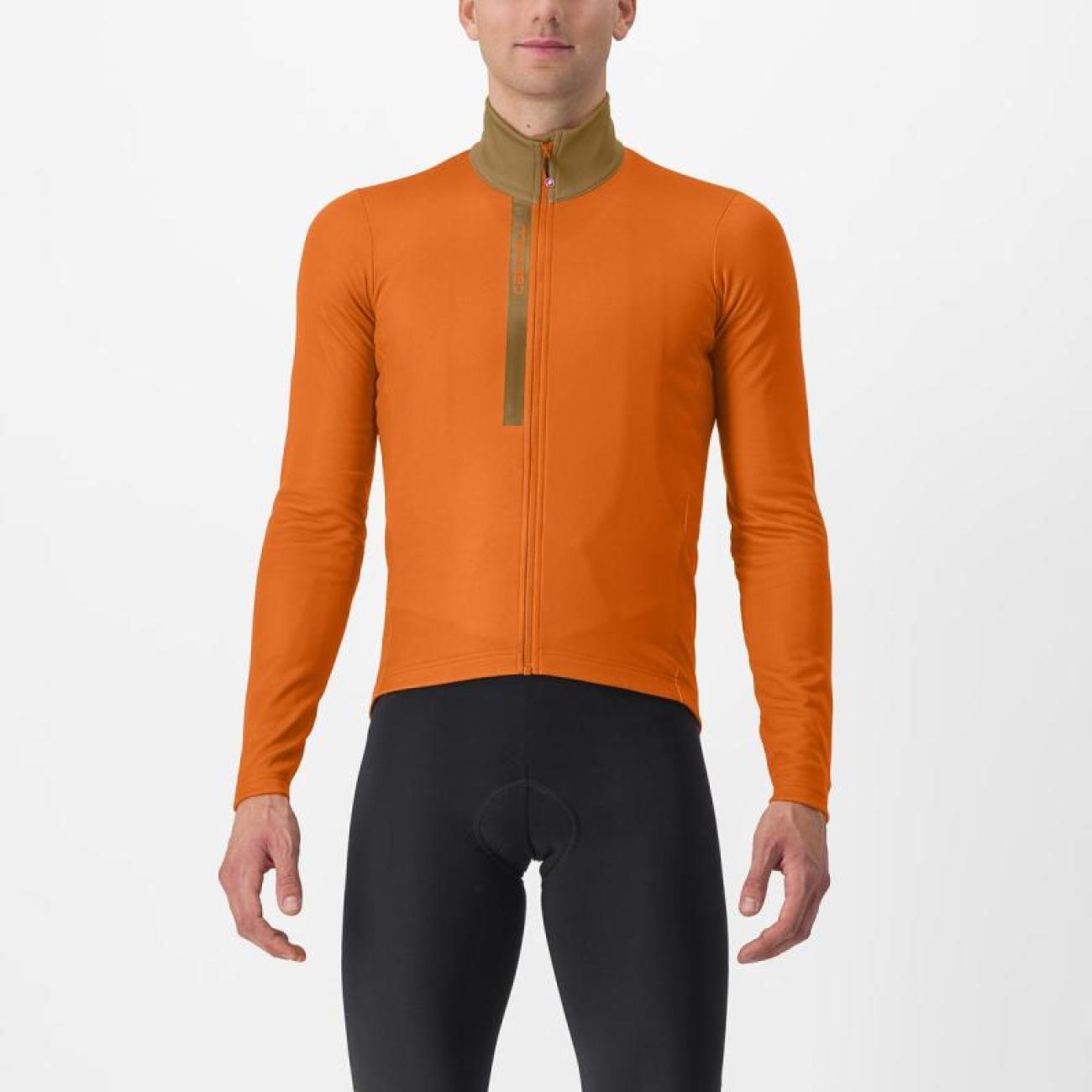 
                CASTELLI Cyklistický dres s dlouhým rukávem zimní - ENTRATA THERMAL - oranžová 3XL
            