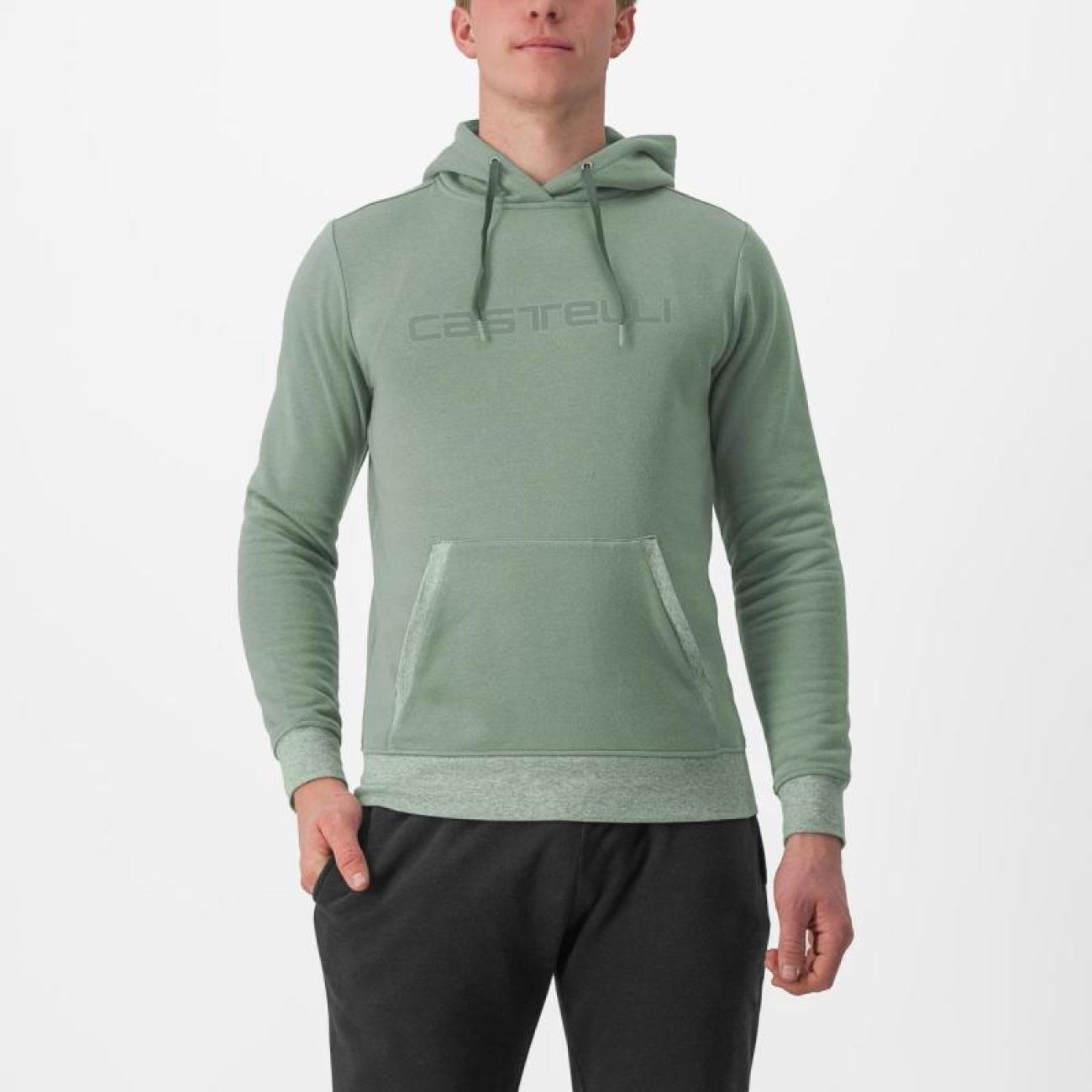 
                CASTELLI Cyklistická mikina - LOGO HOODIE - světle zelená
            