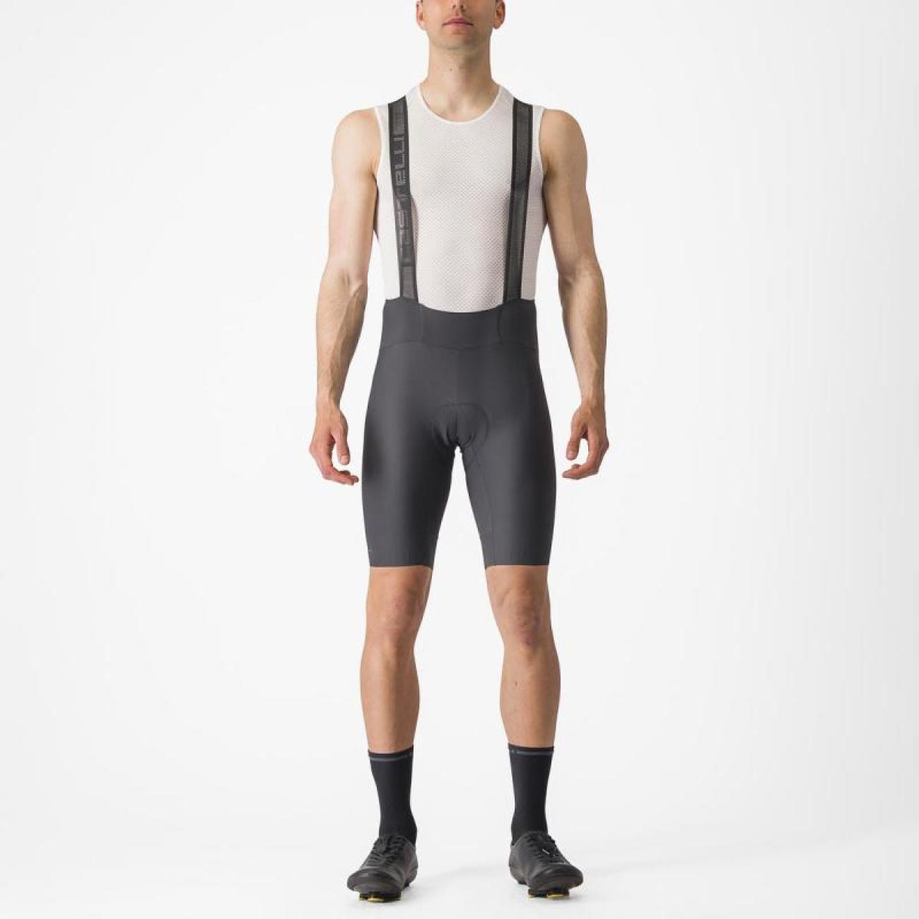 
                CASTELLI Cyklistické kalhoty krátké s laclem - ESPRESSO - šedá M
            