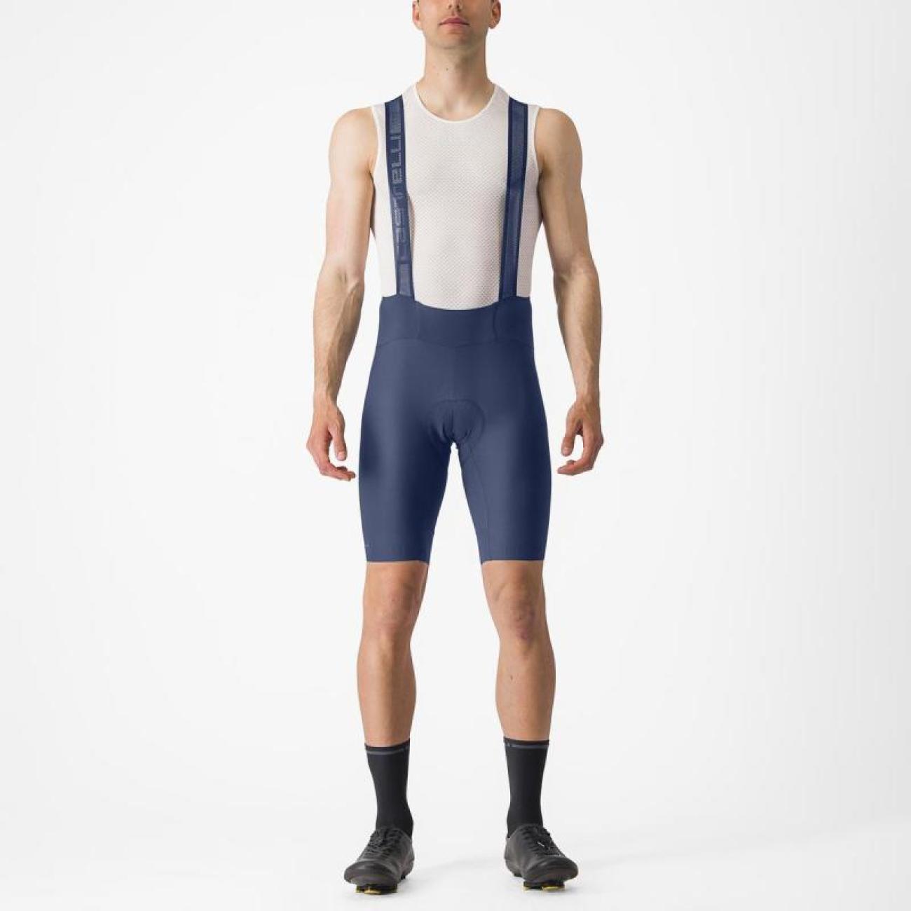 
                CASTELLI Cyklistické kalhoty krátké s laclem - ESPRESSO - modrá 3XL
            