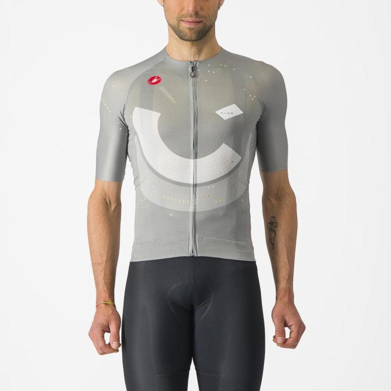 
                CASTELLI Cyklistický dres s krátkým rukávem - R-A/D - šedá 2XL
            