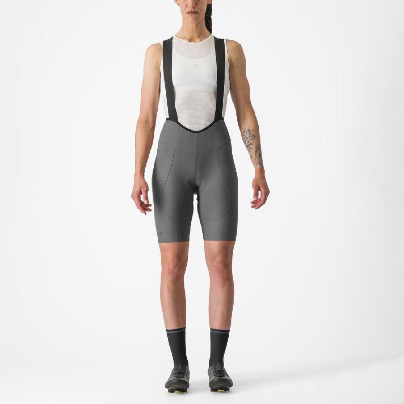 
                CASTELLI Cyklistické kalhoty krátké s laclem - ESPRESSO W DT - šedá S
            
