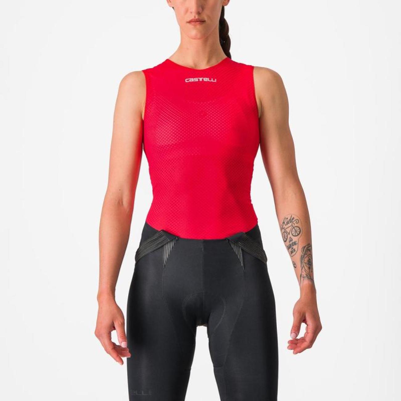 
                CASTELLI Cyklistické triko bez rukávů - PRO MESH W - červená L
            