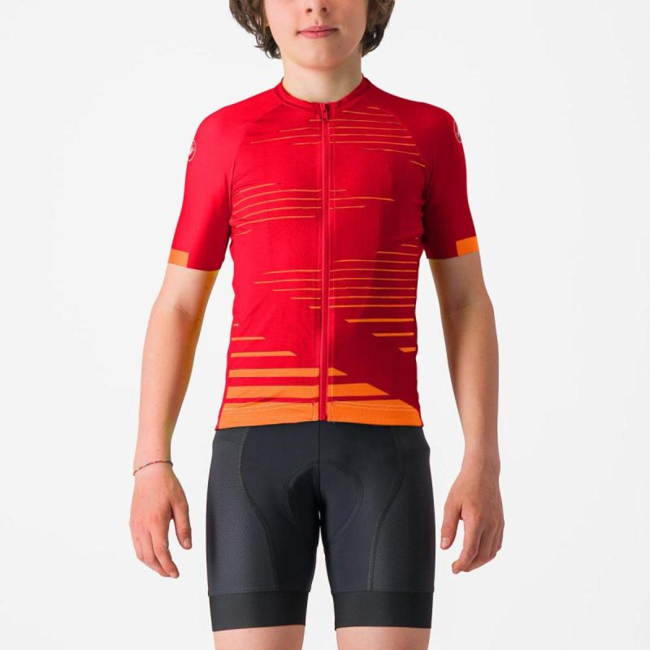 
                CASTELLI Cyklistický dres s krátkým rukávem - AERO KID - červená
            
