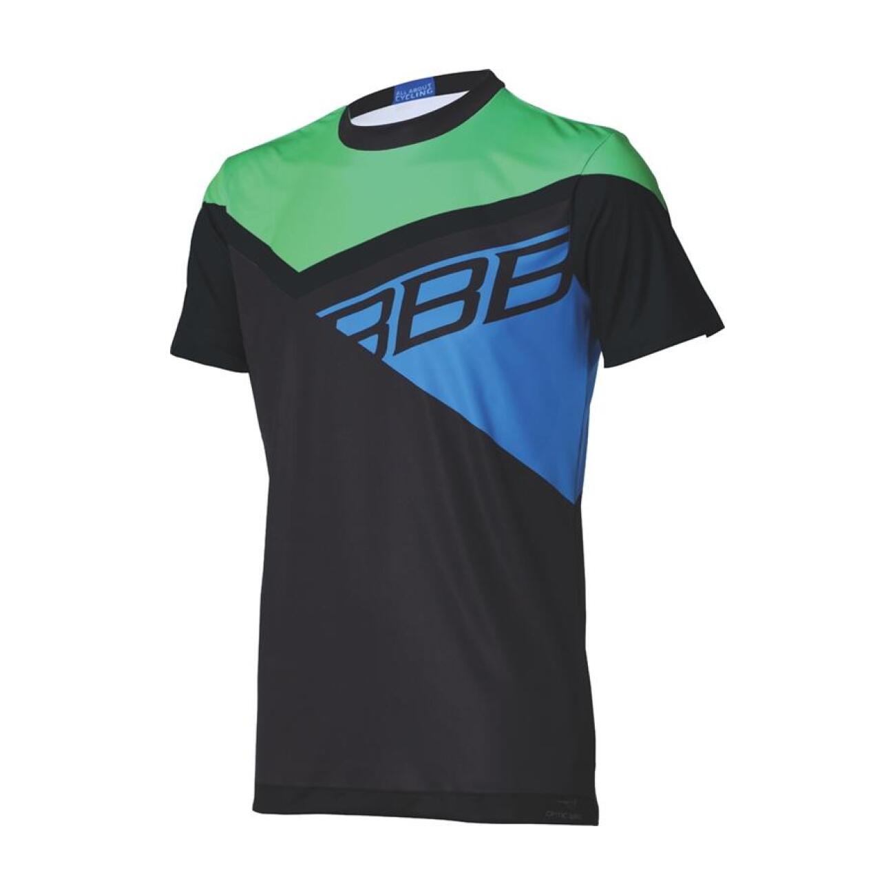 BBB Cyklistický dres s krátkým rukávem - GRAVITY - modrá/zelená/černá L