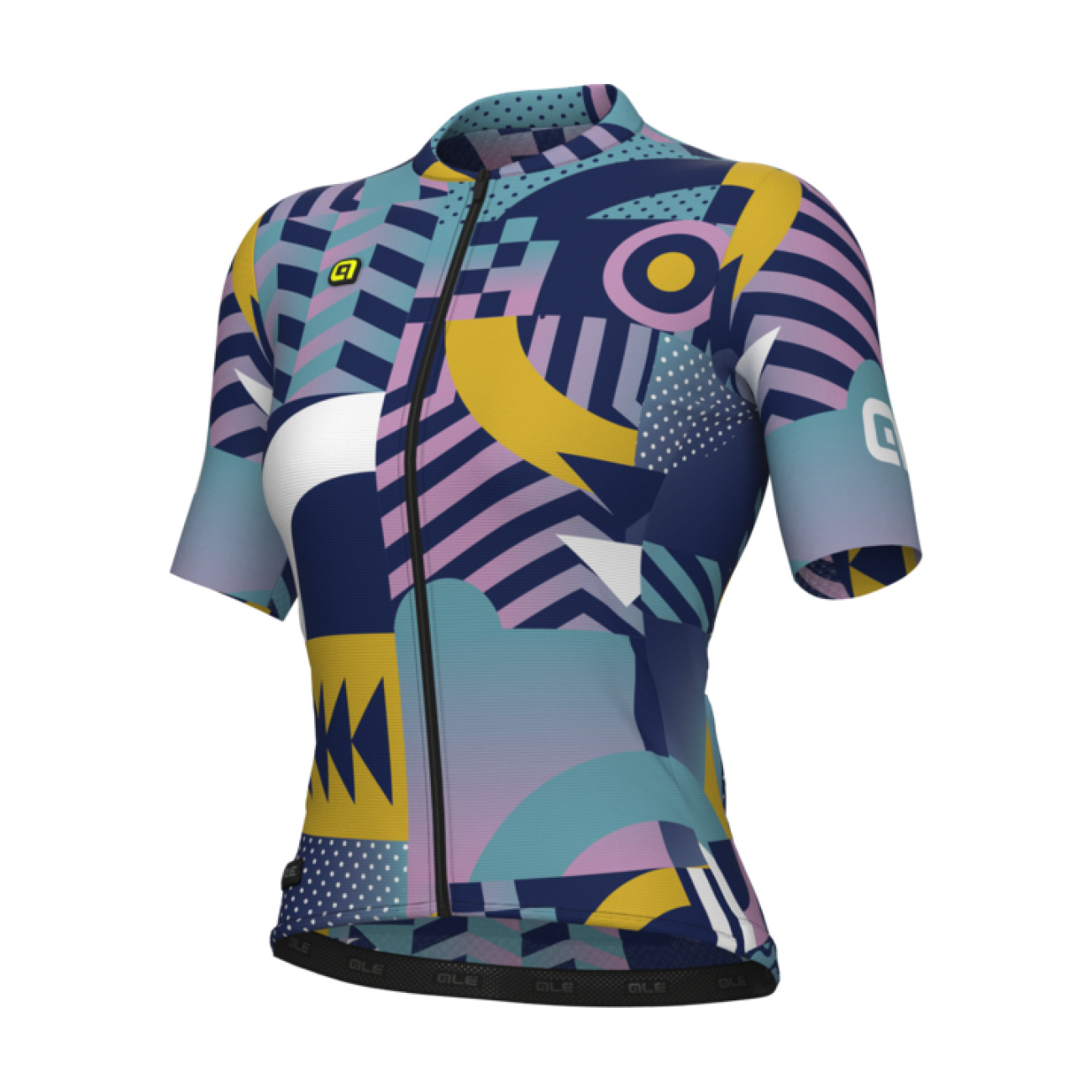 
                ALÉ Cyklistický dres s krátkým rukávem - PR-E GAMES - růžová/tyrkysová/žlutá L
            