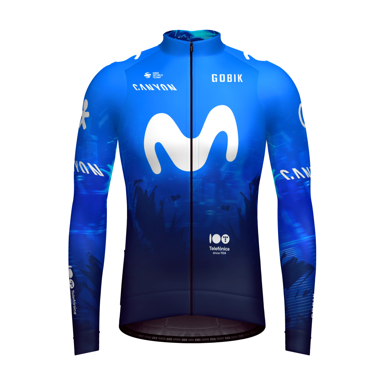 Levně GOBIK Cyklistický dres s dlouhým rukávem zimní - HYDER MOVISTAR TEAM 2024 - modrá/bílá M