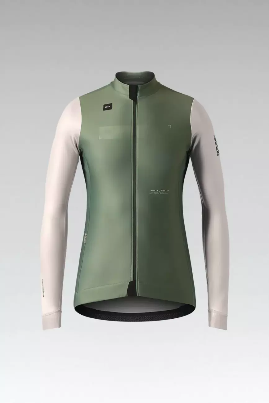Levně GOBIK Cyklistická větruodolná bunda - SKIMO PRO WOMEN - ivory/zelená