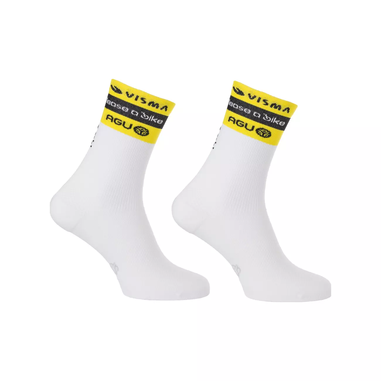 Levně AGU Cyklistické ponožky klasické - RACE VISMA | LEASE A BIKE 2024 - bílá/žlutá/černá